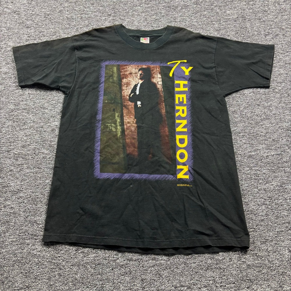 Vintage 1998 Ty Herndon Country Music Tour Graphic Black T-Shirt Size XL